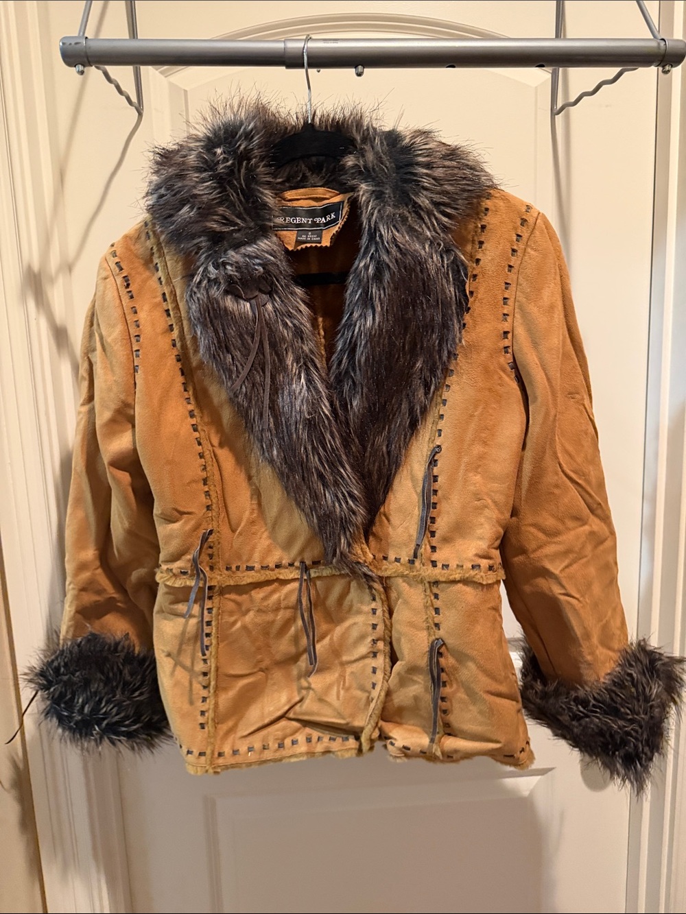Regent Peak Camel Suede Faux-Fur Trim Jacket